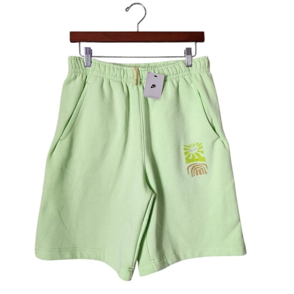 NIKE Club Fleece Shorts Lime Green Streetwear Athleisure NWT Mens M - Picture 1 of 6